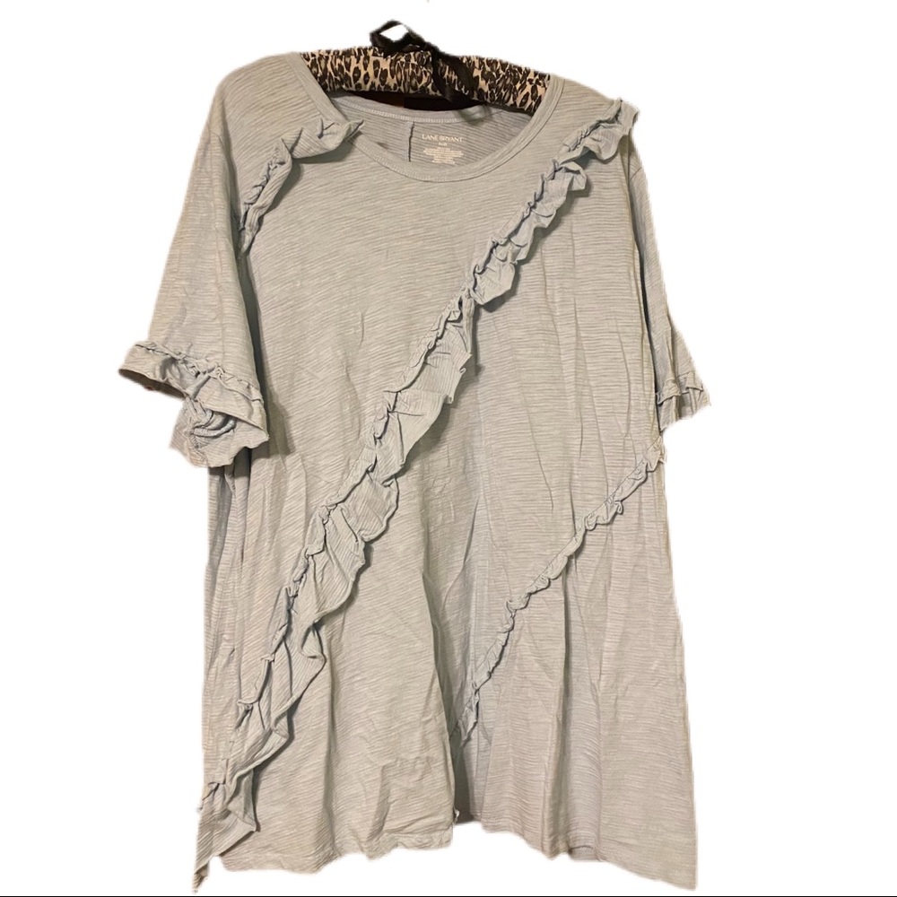 Lane Bryant Light Blue Ruffle Detail Blouse